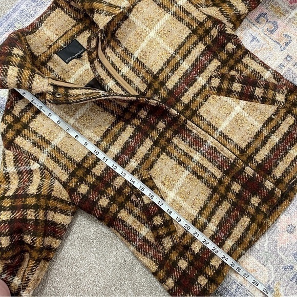 Banana Republic XS‎ Plaid Wool Balmacaan Full Zip Coat Oversized Brown Neutral - Picture 15 of 15